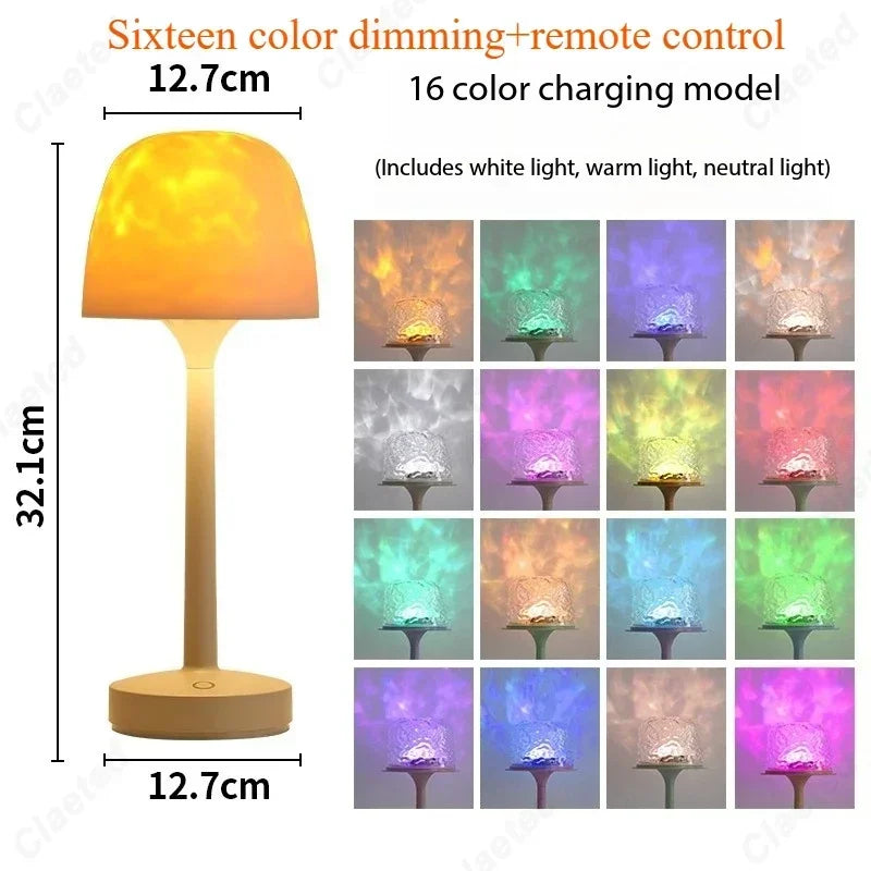 Mushroom Table Lamp with Water Ripple Projection